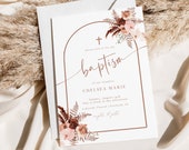 Boho Baptism Invitation, Pampas Grass Baptism Invite, Boho Girl Baptism Invite, 1st Communion Invite, Editable Template Il_170x135