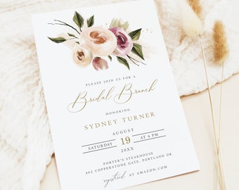 Bridal Shower Invitation Template, Editable Wedding Shower Invite, Minimalist, Digital Design, Instant Download