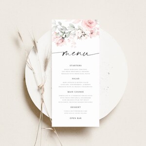 Modern Wedding Dinner Menu Cards Template, Wedding Menu Template, Editable Instant Download