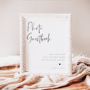 Photo Guestbook Sign Printable | Modern Photo Guest Book Sign | Bohemian Polaroid Guest Book Sign Instant DIY | Boho Wedding Editable