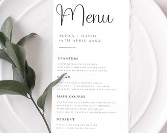 Minimalist Wedding Menu Template | Bridal Shower Dinner Menu | Editable Table Decor | Printable Menu Card | Instant Download