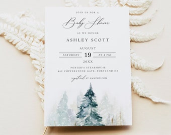 Rustic Baby Shower Invite, Gender Neutral Invitation, Greenery, Digital Download, Editable Template