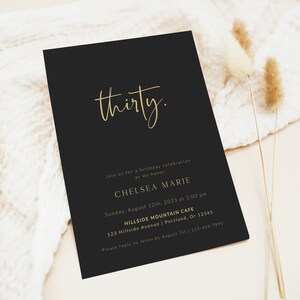 30th Birthday Invitation Download, Minimalist Adult Birthday Party Invites, Classic, 100% Editable Template