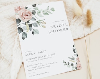 Bridal Shower Invitation Template, Editable Wedding Shower Invite, Instant Download