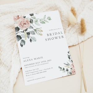 Bridal Shower Invitation Template, Editable Wedding Shower Invite, Instant Download