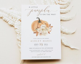 Fall Baby Shower Invitation | Pumpkin Baby Shower Invites | Gender Neutral Baby Shower Invite | Editable Template