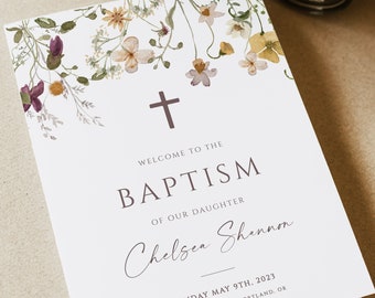 Baptism Program Template, LDS Program, Baptism Girl, Ceremony Printable, Fully Editable, Digital Download