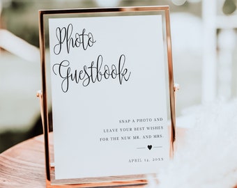 Photo Guest Book Sign | Wedding Photo Guestbook Sign | Photo Guestbook Printable | Personalized Wedding Guestbook Sign | Corjl