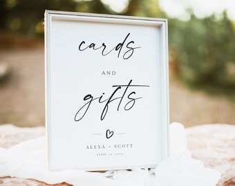 Printable Cards and Gifts Sign Template Download, Modern Wedding Gifts Sign, Editable Cards and Gifts Sign, Gift Table Signage