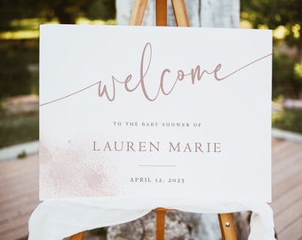 Minimalist Welcome Sign, Printable Modern Simple Wedding or Baby Shower Sign, Instant Download, Editable Template, Corjl