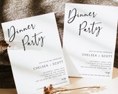 Modern Dinner Party Invitation, Rehearsal Dinner Invite, Let's Eat, Birthday Dinner Evite, Minimalist, Editable Template with Corjl Il_170x135