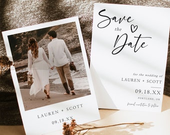 Minimalist Save the Date Template | Photo Save the Date Invite | Modern Save the Date | Boho Save the Date Cards | Editable Template