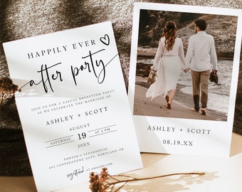 Wedding Reception Party Invite | Minimalist Wedding Reception Invite | Modern Elopement Reception Invite | Editable Template