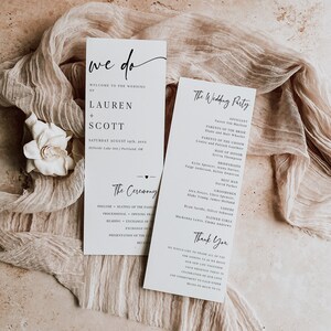 Minimalist Wedding Program | Order of Service | Boho Wedding Program | Modern Wedding Program | We Do | Editable Template