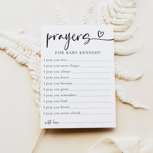 Prayers for Baby Card | Gender Neutral Baby Shower | Modern Baby Shower | Well Wishes for Baby | Boho Baby Shower | Baby Keepsake