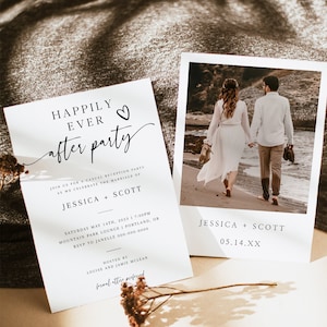 Photo Wedding Announcement | Photo Elopement Announcement | Happily Ever After Party Invite | Reception Party Invite