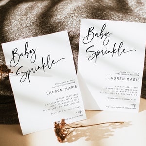 Baby Sprinkle Invitation Template, Minimalist Baby Shower Invite Download, Modern Baby Evite, Personalize with Corjl