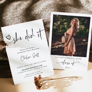 Graduation Party Invitation Template | Minimalist Graduation Announcement | Modern Graduation Party Invite | Photo Graduation Invite