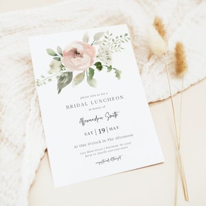 Classic Bridal Luncheon Invitation Template, Modern Bridal Shower Invite Evite, Wedding Shower, Editable Instant Download