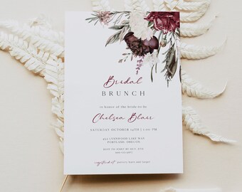 Pampas Bridal Shower Invitation Template, Bohemian Bridal Shower Invite, Boho Bridal Shower Evite, Editable Instant Download