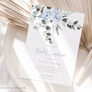 Bridal Luncheon Invitation Template, Floral Wedding Shower Invite, Editable Invitation Instant Download, Corjl