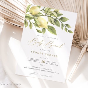 Lemon Baby Luncheon Invitation, Lemon Baby Shower Invite, Gender Neutral, Baby Girl or Baby Boy, Instant Download