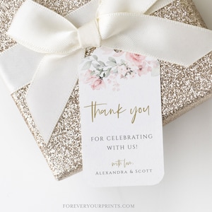 Thank You Tags, Baby Shower Favor Tags, Floral Gift Tags, Digital Download, Editable Text