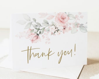 Floral Thank You Note, Printable Thank You Card Template, Instant Download, TRY BEFORE You BUY