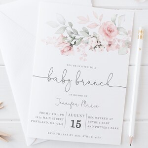 Floral Baby Brunch Invitation Template | Editable Baby Shower Brunch Invite | Baby Sprinkle Printable | Modern Baby Shower Instant Download