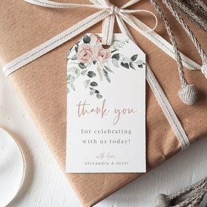 Druckbare Hochzeit Gastgeschenk Tags, Dankeschön Geschenkanhänger, Minimalist Brautparty Geschenk, Hochzeit Dankeschön Tags, bearbeitbarer Text, DIY
