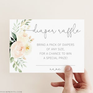 Greenery Diaper Raffle Cards Template Editable Instant Download 画像 1