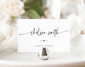 Modern Place Card Template, Minimalist Place Card, Wedding Place Cards Printable, Escort Cards, Table Name Cards, Editable Instant Download