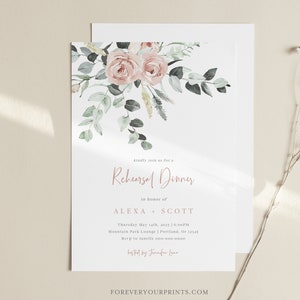 Rehearsal Dinner Invitation Template, Floral Rehearsal Dinner Invites, Editable Wedding Invites, INSTANT DOWNLOAD