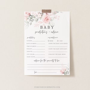 Babyvoorspellingen en advieskaart, babyshowerspellen, babymeisje, doe-het-zelf, afdrukbaar, 100% bewerkbare tekst, INSTANT DOWNLOAD