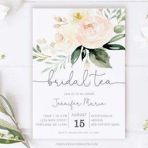 Floral Bridal Tea Invitation Template | Wedding Shower Invite | Modern Minimalist | Editable Instant Download