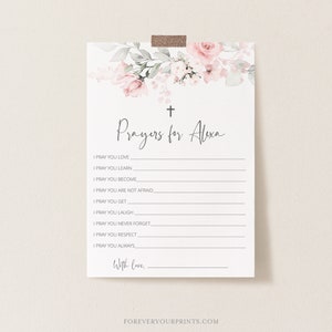 Oraciones por tarjeta de bebé, buenos deseos para el bebé, baby shower floral, plantilla 100% editable, DESCARGA INSTANTÁNEA