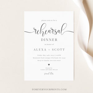 Wedding Rehearsal Dinner Invitation Template, 100% Editable Invite, Minimalist Modern Simple, TRY BEFORE You BUY, Instant Download