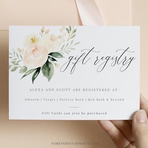 Wedding Registry Card Template Gift Registry Card Wedding Insert