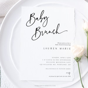 Baby Brunch Invitation, Minimalist Baby Shower Invite, Digital Download, TRY BEFORE You BUY