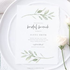 Bridal Brunch Invitation, Bridal Luncheon Invitation, Digital Download, Includes Thank You Card