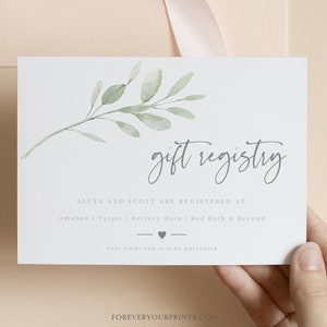 Wedding Registry Card Template, Gift Registry Card, Minimalist Wedding, Fully Editable, INSTANT Download