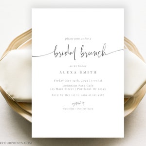 Bridal Brunch Invitation, Brunch and Bubbly Bridal Shower Invite, Minimalist Bridal Shower Evite, Printable Instant Download DIY