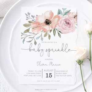Baby Sprinkle Invitation Girl, Printable Sprinkle Invite | Editable Invitation Template Instant Download