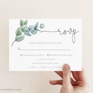 Wedding RSVP Reply Card Template, Printable RSVP Card, Minimalist Rsvp Card, Wedding Response Card, Editable Instant Download
