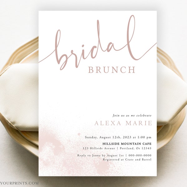 Bridal Brunch Invitation, Brunch and Bubbly Bridal Shower Invite, Minimalist Bridal Shower Evite, Printable Instant Download DIY