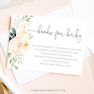 Buchwunschkarte Greenery Books For the Baby Vorlage | Bearbeitbar Sofort Download