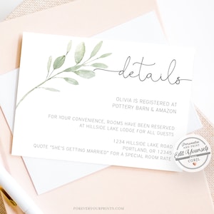 Details Card Template, Editable Registry Card, TRY BEFORE You BUY, Instant Download image 1