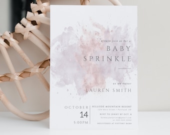 Baby Sprinkle Invitation Girl, Baby Sprinkle Invite Template, TRY BEFORE You BUY, Edit Yourself, Instant Download