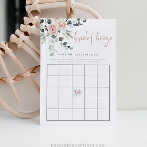Bingo de despedida de soltera, juegos de despedida de soltera, despedida de soltera, flores rosas ruborizadas, DESCARGA INSTANTE, Imprimible y editable