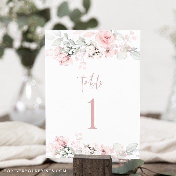 Table Number Card Template, Modern Floral Wedding Table Number, Editable, Instant Download, Corjl, DIY